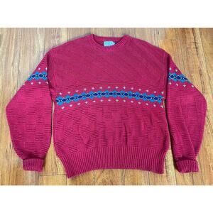 VTG 90s H. Stockton Atlanta USA argyle cotton knit crewneck pullover sweater XL